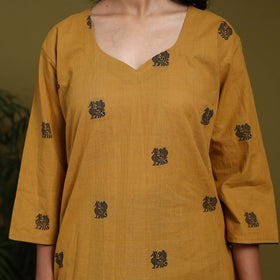Cotton straight jacquard kurta 02 - m - handcrafted
