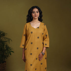 Cotton straight jacquard kurta 02 - m - handcrafted