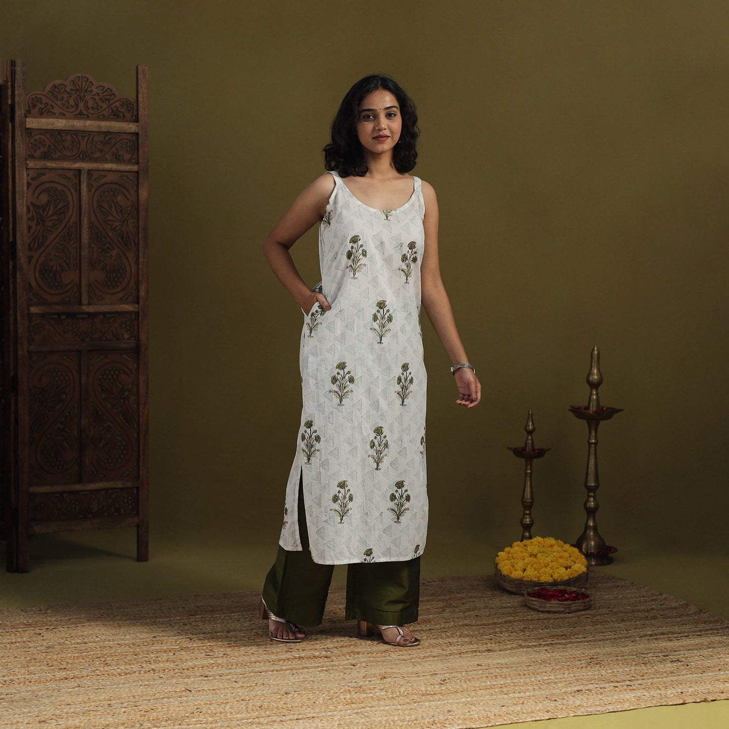 Cotton straight sanganeri kurta 14 - handcrafted