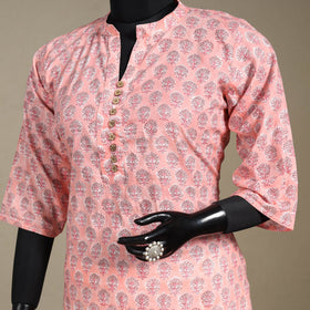 Cotton straight sanganeri kurta 17 - xl - handcrafted