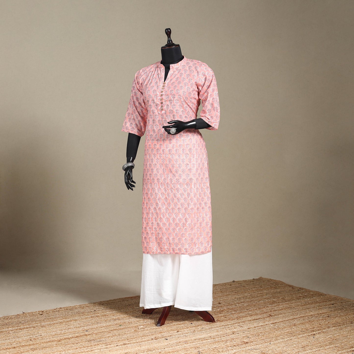 Cotton straight sanganeri kurta 17 - xl - handcrafted