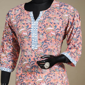 Cotton straight sanganeri kurta 18 - xl - handcrafted