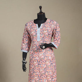 Cotton straight sanganeri kurta 18 - xl - handcrafted
