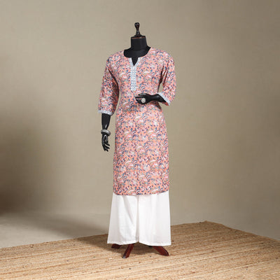 Cotton straight sanganeri kurta 18 - xl - handcrafted