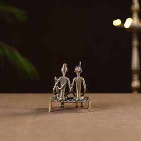 Couple child on cot - tribal odisha dokra handmade home