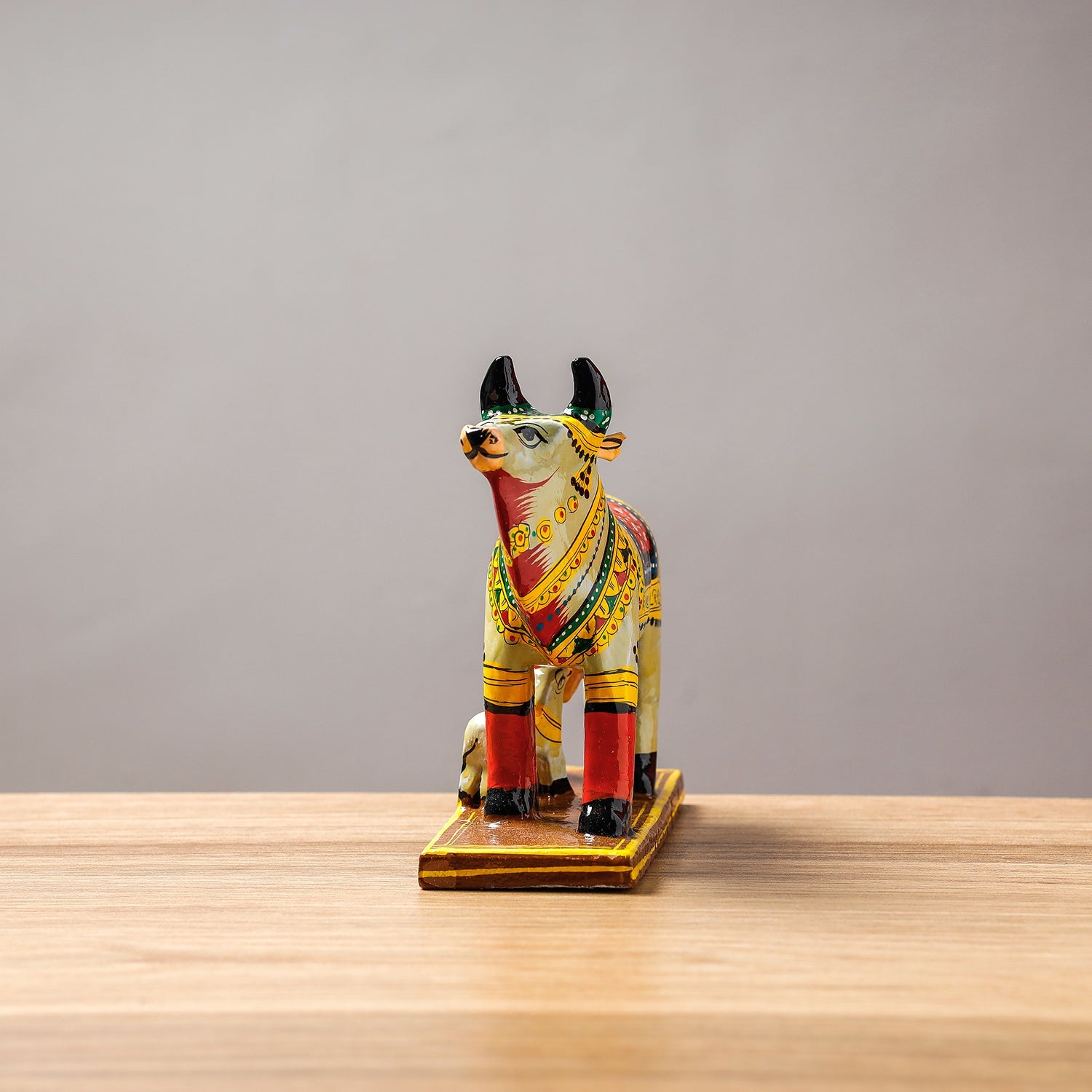  Cow - Banaras Handpainted Wooden Toy / Home Decor Item 