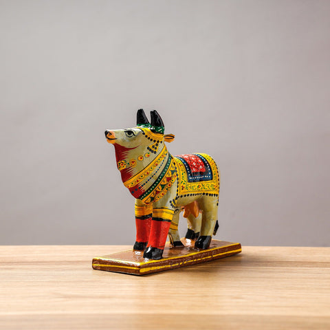  Cow - Banaras Handpainted Wooden Toy / Home Decor Item 