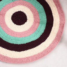 Multicolor Upcycled Crochet Work Cotton Carpet / Rug 