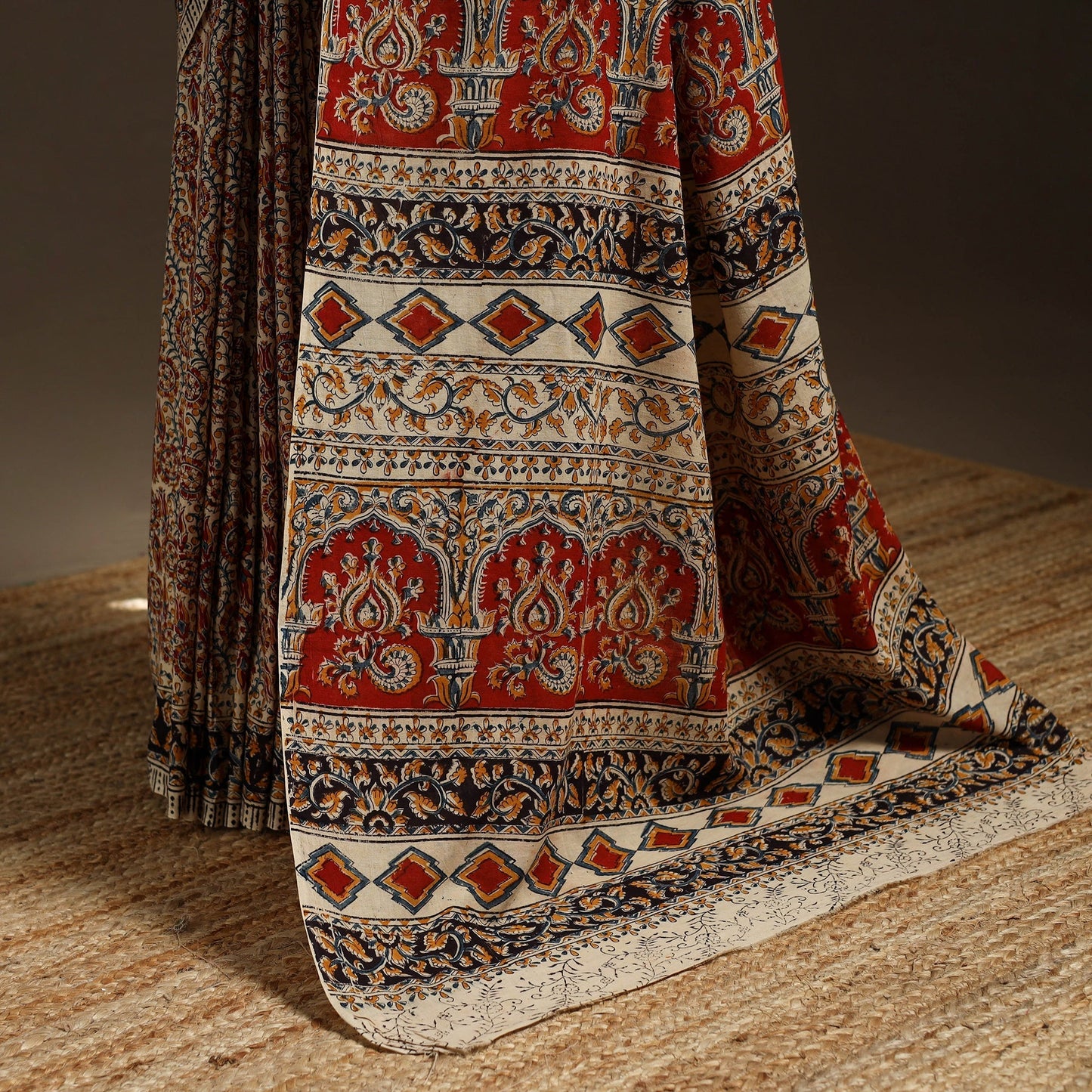 Red - natural dyed pedana cotton kalamkari saree 27