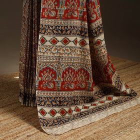 Red - natural dyed pedana cotton kalamkari saree 27