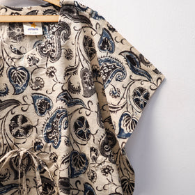 Beige Kalamkari Block Print Cotton Kids Kaftan (3-4 Years)