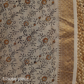 Brown - natural dyed pedana chanderi silk kalamkari saree