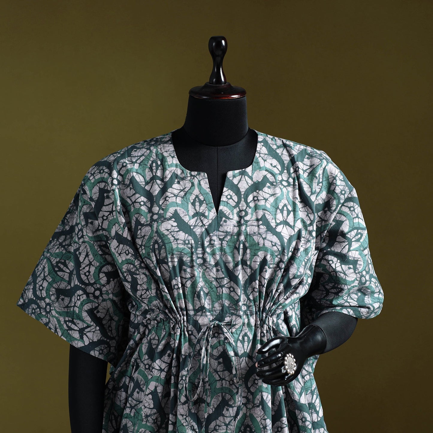 Hand batik cotton short kaftan 10 - handcrafted