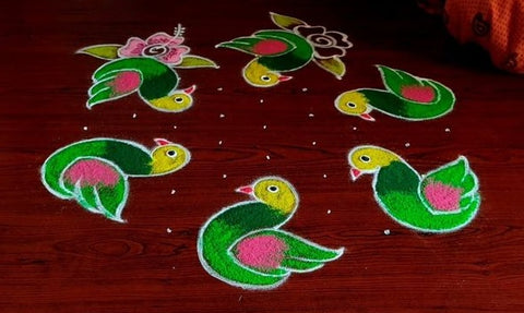 Kolam Design with Village Birds