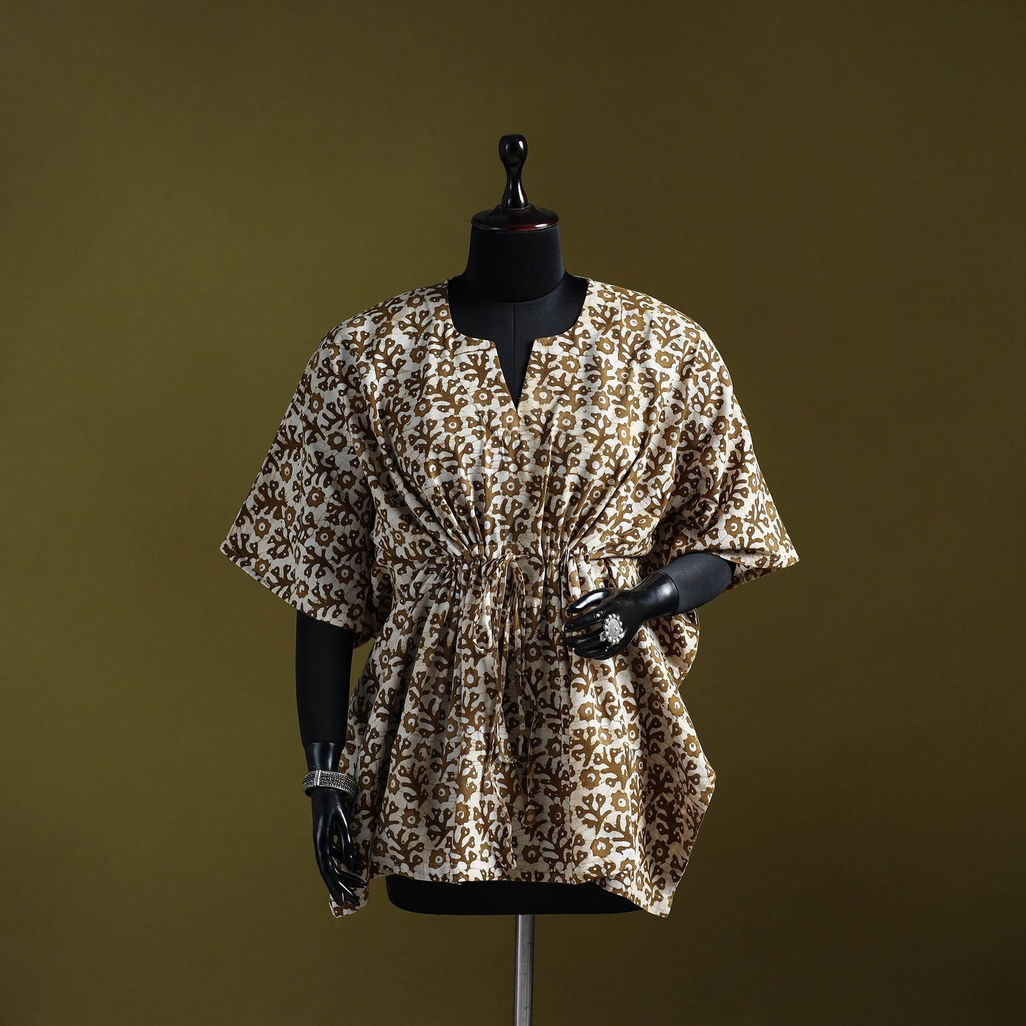 Hand batik cotton short kaftan 12 - handcrafted