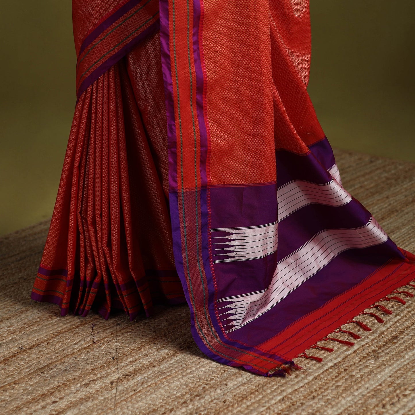 Silk cotton khun saree with ilkal pallu chikki paras border