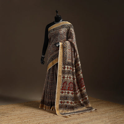 Multicolor - natural dyed pedana chanderi silk kalamkari