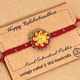  Daisy Flower - Hand Embroidered & Felt Work Rakhi 