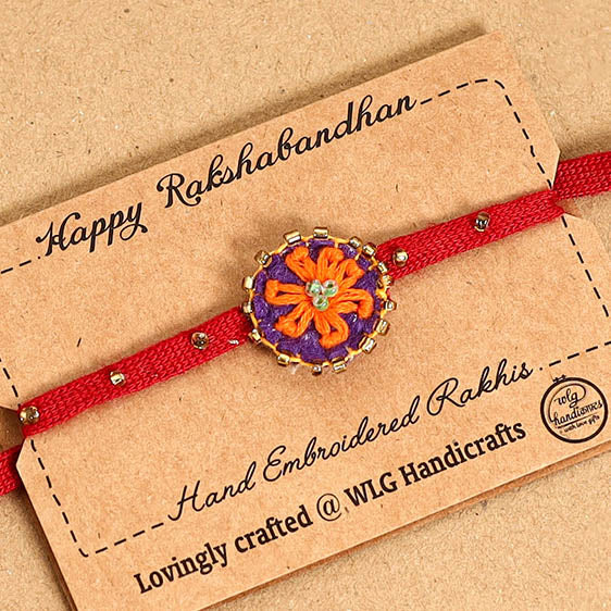  Daisy Flower - Hand Embroidered & Felt Work Rakhi 