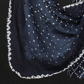 Dark Blue 3pc Kutch Bandhani Tie-Dye Satin Cotton Dress Material