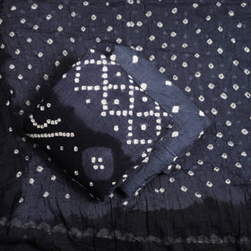 Dark Blue 3pc Kutch Bandhani Tie-Dye Satin Cotton Dress Material