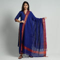 Dark blue dharwad cotton kurta with palazzo & dupatta set