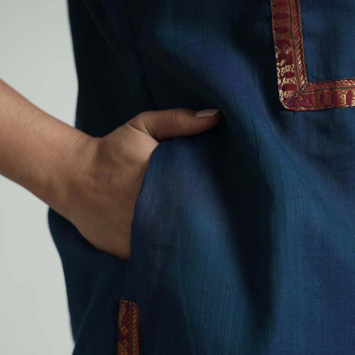 Dark blue dharwad cotton kurta with palazzo & dupatta set
