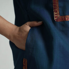 Dark blue dharwad cotton kurta with palazzo & dupatta set