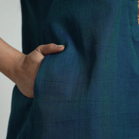 Dark blue dharwad cotton kurta with palazzo & dupatta set