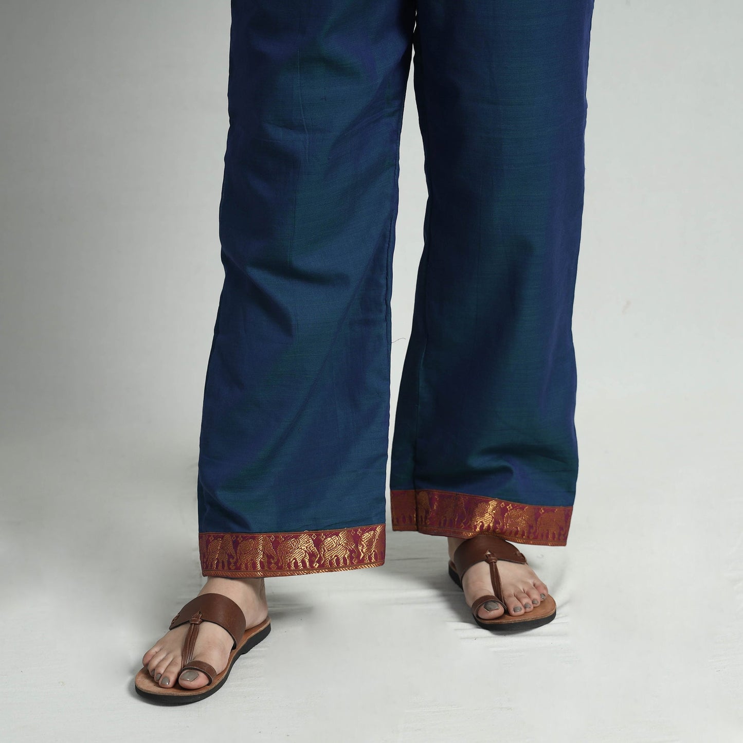 Dark blue dharwad cotton kurta with palazzo & dupatta set