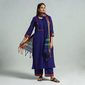 Dark blue - dharwad cotton kurta with palazzo & dupatta set