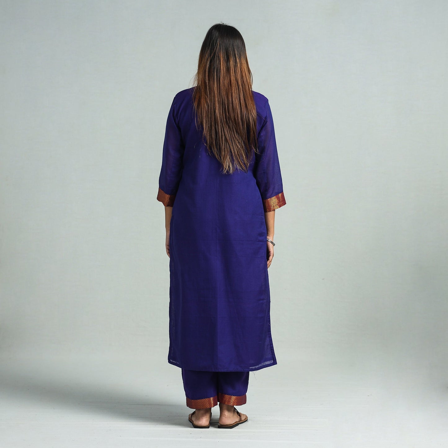 Dark blue - dharwad cotton kurta with palazzo & dupatta set