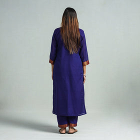 Dark blue - dharwad cotton kurta with palazzo & dupatta set