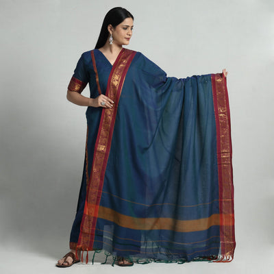 Dark blue dharwad cotton kurta with palazzo & dupatta set