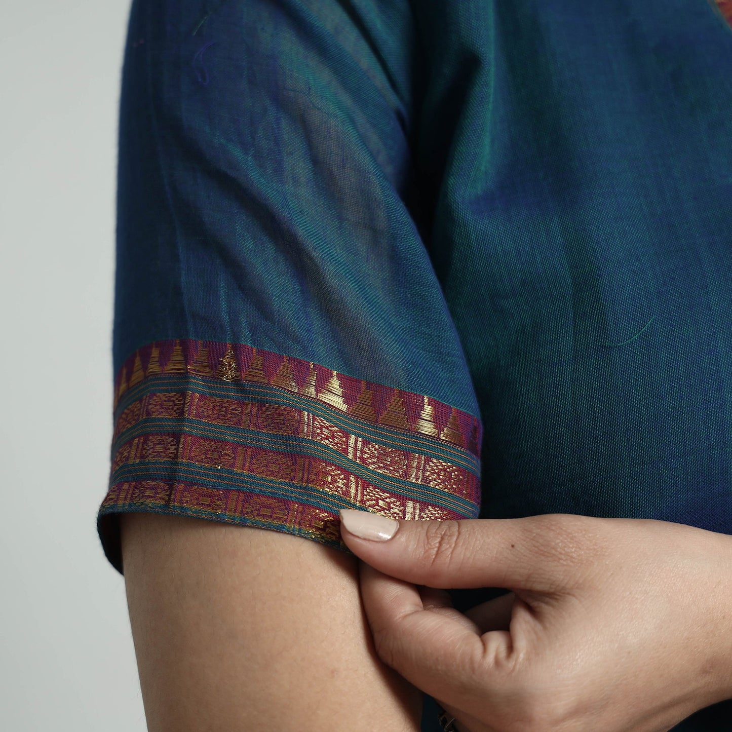 Dark blue dharwad cotton kurta with palazzo & dupatta set