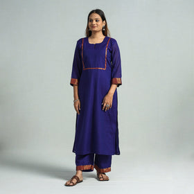 Dark blue - dharwad cotton kurta with palazzo & dupatta set
