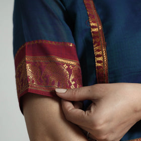 Dark blue dharwad cotton kurta with palazzo & dupatta set