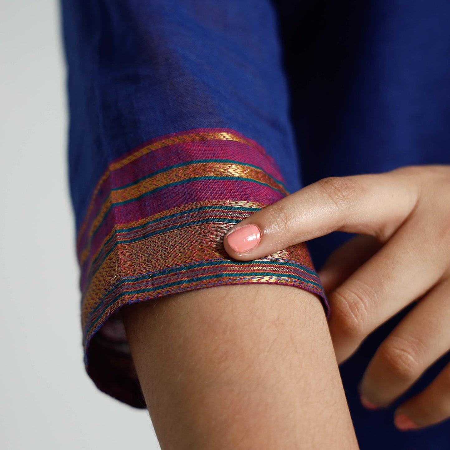 Dark blue dharwad cotton kurta with palazzo & dupatta set
