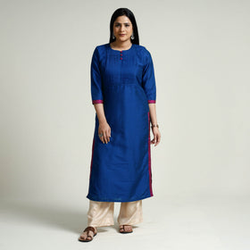  Plain Silk Pintuck Long Kurta for Women