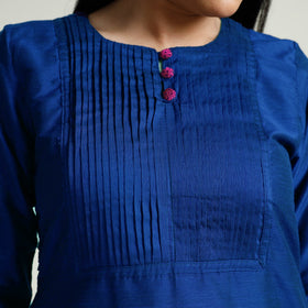  Plain Silk Pintuck Long Kurta for Women