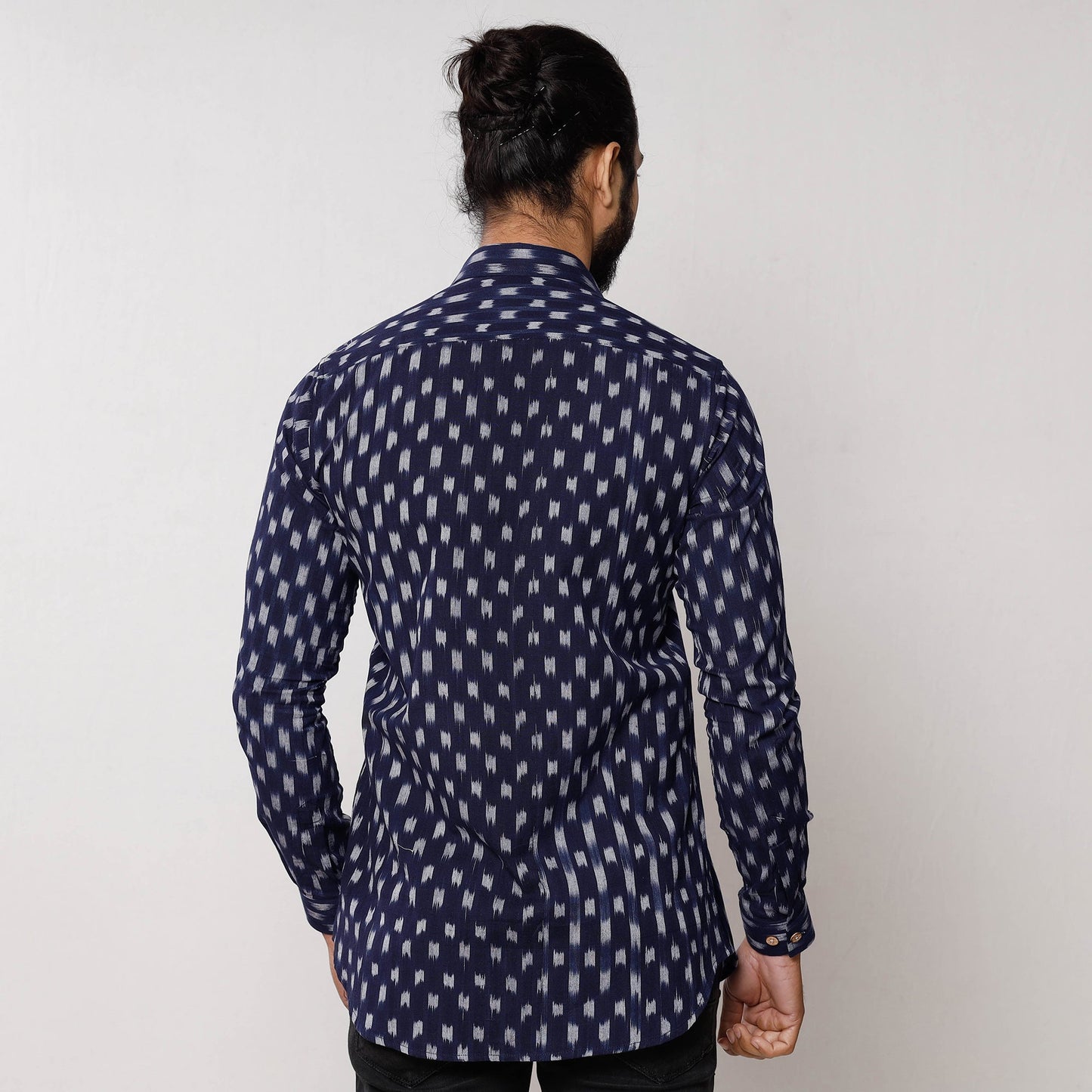 Dark blue - pochampally ikat pure cotton men full sleeve