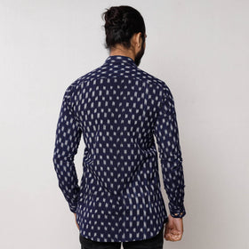 Dark blue - pochampally ikat pure cotton men full sleeve