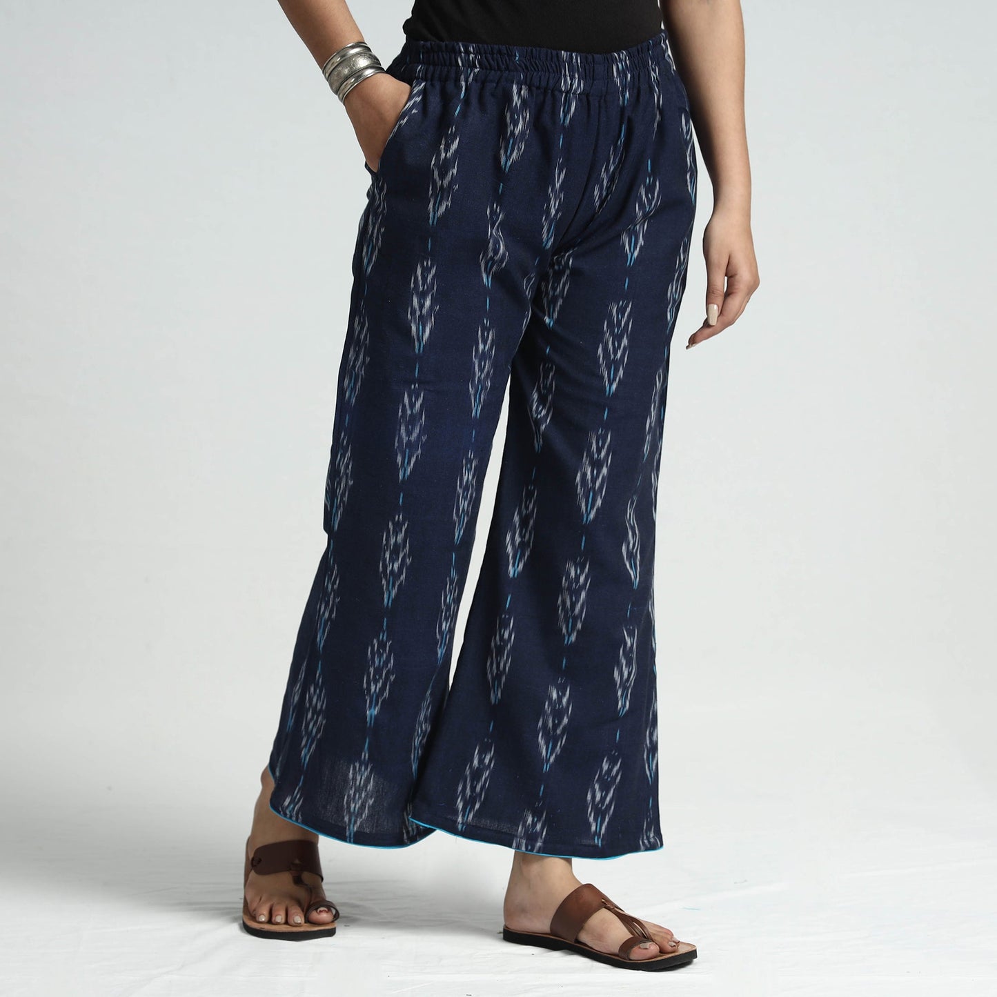 Buy Pochampally Ikat Weave Cotton Elasticated Palazzo Online at iTokri.com