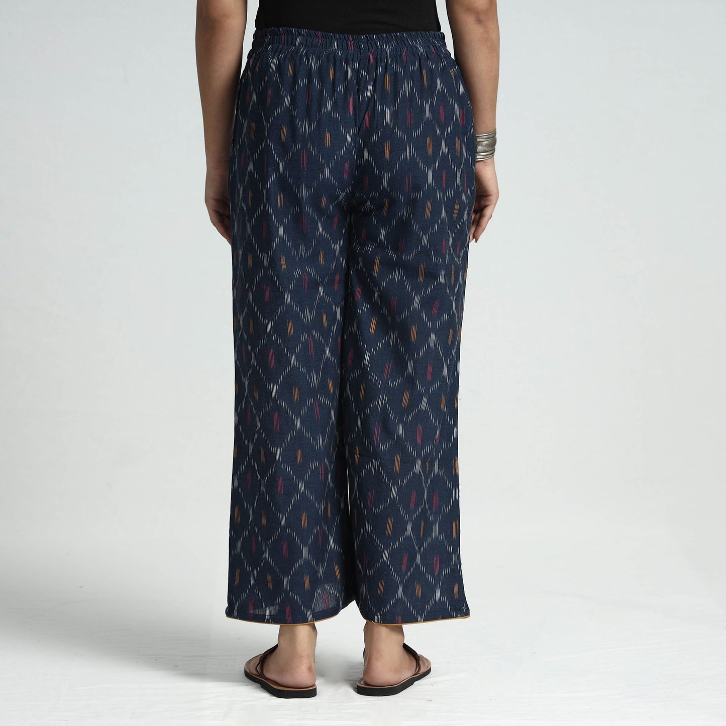 Pochampally Ikat Weave Cotton Elasticated Palazzo
