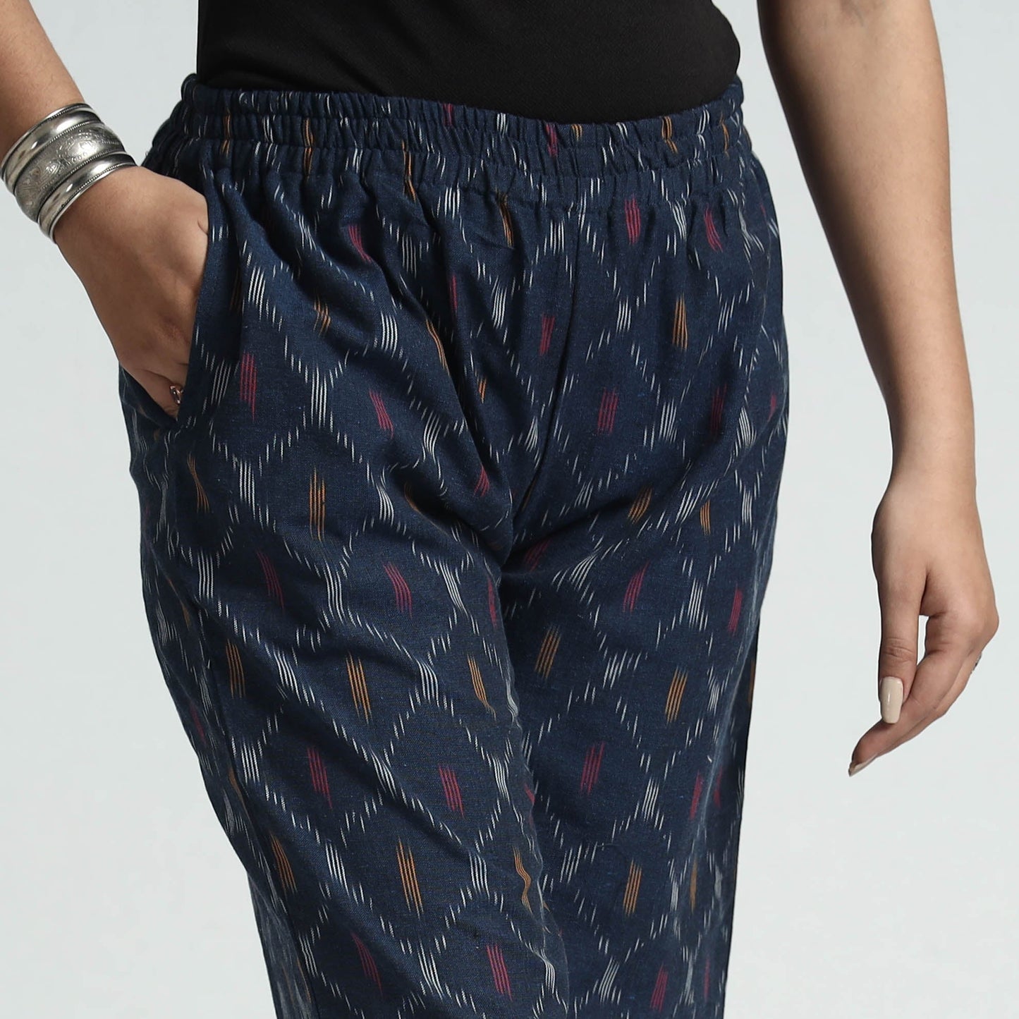 Pochampally Ikat Weave Cotton Elasticated Palazzo
