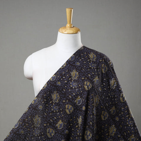 Dark Blue Block Printed Cotton Jahota Fabric