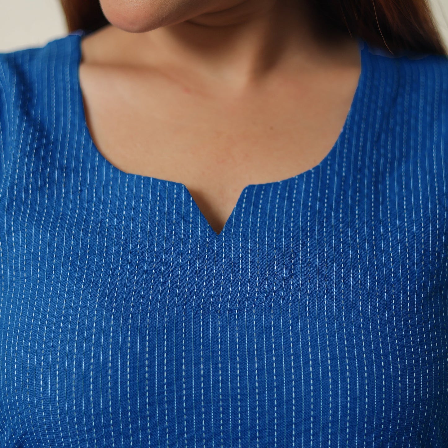  Running Stitch Cotton Long Straight Kurta 15 