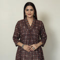 Buy Ajrakh Block Printed Mul Cotton A-Line Kurta 02 Online at iTokri.com