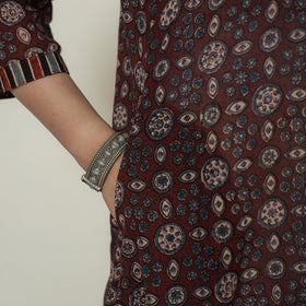 Buy Ajrakh Block Printed Mul Cotton A-Line Kurta 02 Online at iTokri.com
