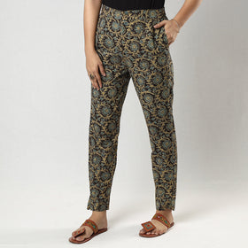 Buy Dark Brown Ajrakh Block Printing Cotton Tapered Casual Pant for Women Online at iTokri.com